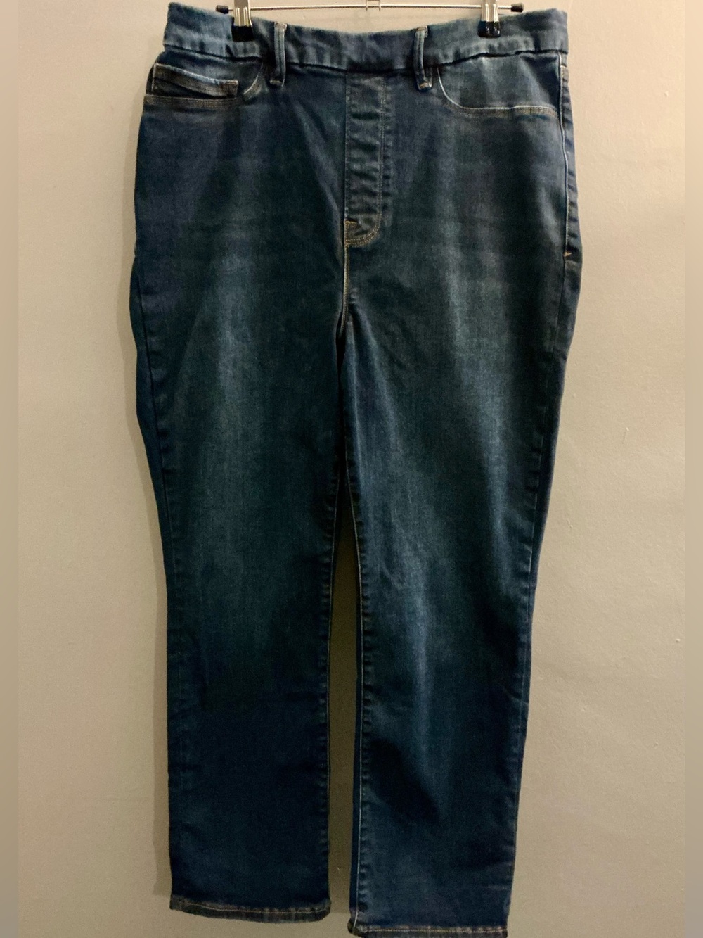 Good American Straight Pull On Jeans 2XL High Rise Stretch Denim Indigo Blue